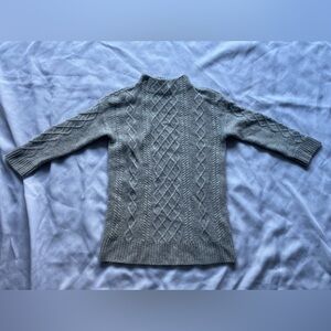 Grey 100% Cashmere Woman’s Sweater With 3/4 Sleeves